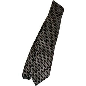 Fratelli 100% Silk Tie Made in Italy Burgundy Silver Black Geometric Woven Mens